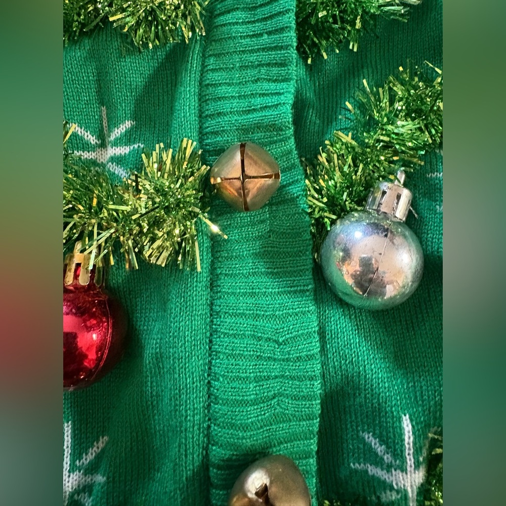 NEW w/o Tags TIPSY ELVES GAUDY GARLAND UGLY CHRISTMAS CARDIGAN SWEATER LARGE - Picture 8 of 10
